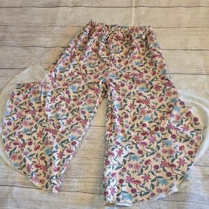 Pink and Blue Casual Wide-Leg Bottoms